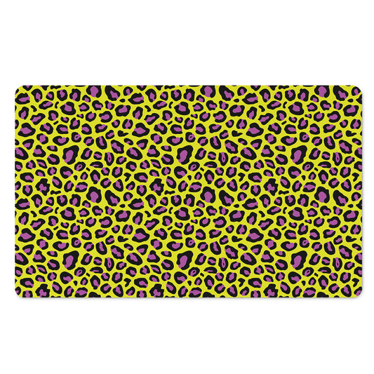 Yellow And Purple Leopard Pattern Print Polyester Doormat