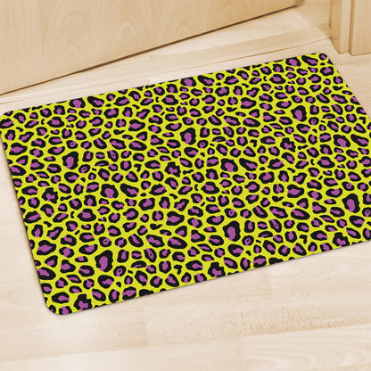 Yellow And Purple Leopard Pattern Print Polyester Doormat