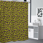 Yellow And Purple Leopard Pattern Print Premium Shower Curtain