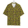 Yellow And Purple Leopard Pattern Print Rayon Hawaiian Shirt