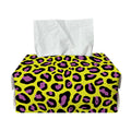 Yellow And Purple Leopard Pattern Print Rectangle Tissue Box Cover