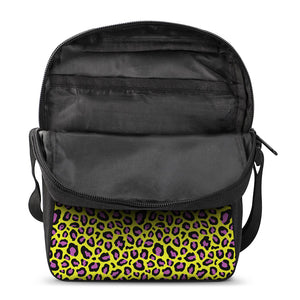 Yellow And Purple Leopard Pattern Print Rectangular Crossbody Bag