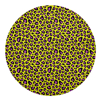 Yellow And Purple Leopard Pattern Print Round Blanket