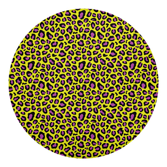 Yellow And Purple Leopard Pattern Print Round Blanket