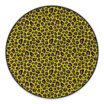 Yellow And Purple Leopard Pattern Print Round Floor Mat