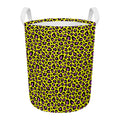 Yellow And Purple Leopard Pattern Print Round Laundry Basket
