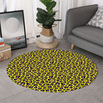 Yellow And Purple Leopard Pattern Print Round Rug