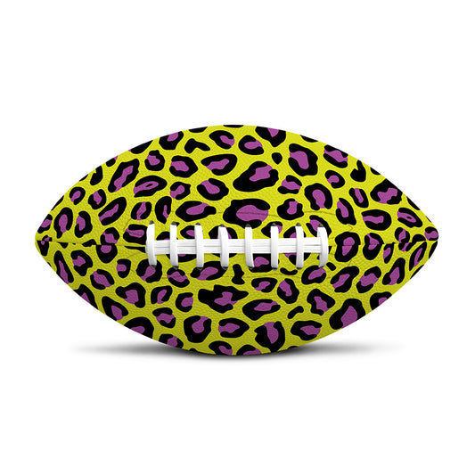 Yellow And Purple Leopard Pattern Print Rugby Ball