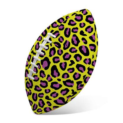 Yellow And Purple Leopard Pattern Print Rugby Ball