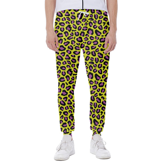 Yellow And Purple Leopard Pattern Print Scuba Joggers