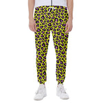 Yellow And Purple Leopard Pattern Print Scuba Joggers