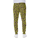 Yellow And Purple Leopard Pattern Print Scuba Joggers
