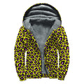 Yellow And Purple Leopard Pattern Print Sherpa Lined Zip Up Hoodie