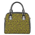 Yellow And Purple Leopard Pattern Print Shoulder Handbag