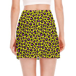 Yellow And Purple Leopard Pattern Print Side Slit Mini Skirt