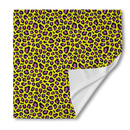 Yellow And Purple Leopard Pattern Print Silk Bandana