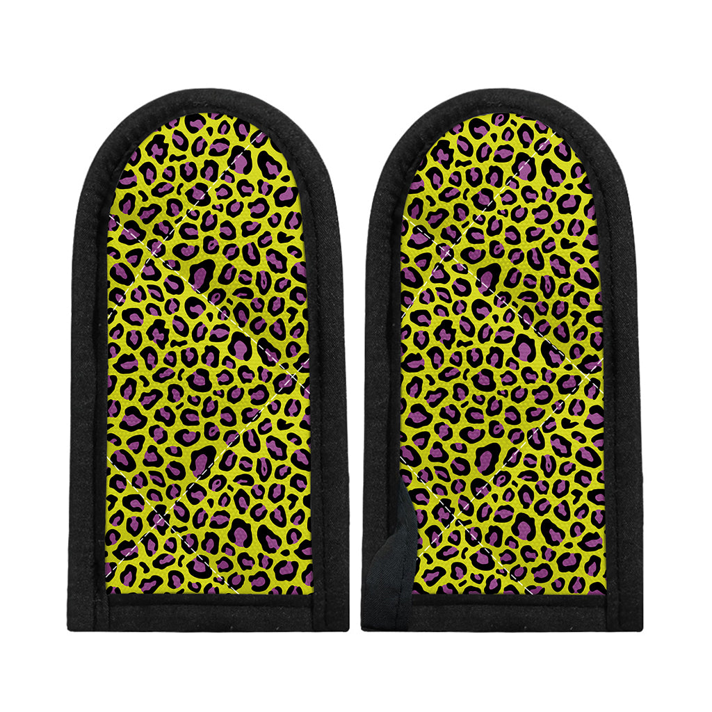 Yellow And Purple Leopard Pattern Print Skillet Handle Cover