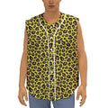 Yellow And Purple Leopard Pattern Print Sleeveless Baseball Jersey