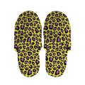 Yellow And Purple Leopard Pattern Print Slippers