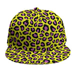 Yellow And Purple Leopard Pattern Print Snapback Cap