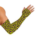 Yellow And Purple Leopard Pattern Print Sun Protection Arm Sleeves