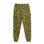 Yellow And Purple Leopard Pattern Print Sweatpants