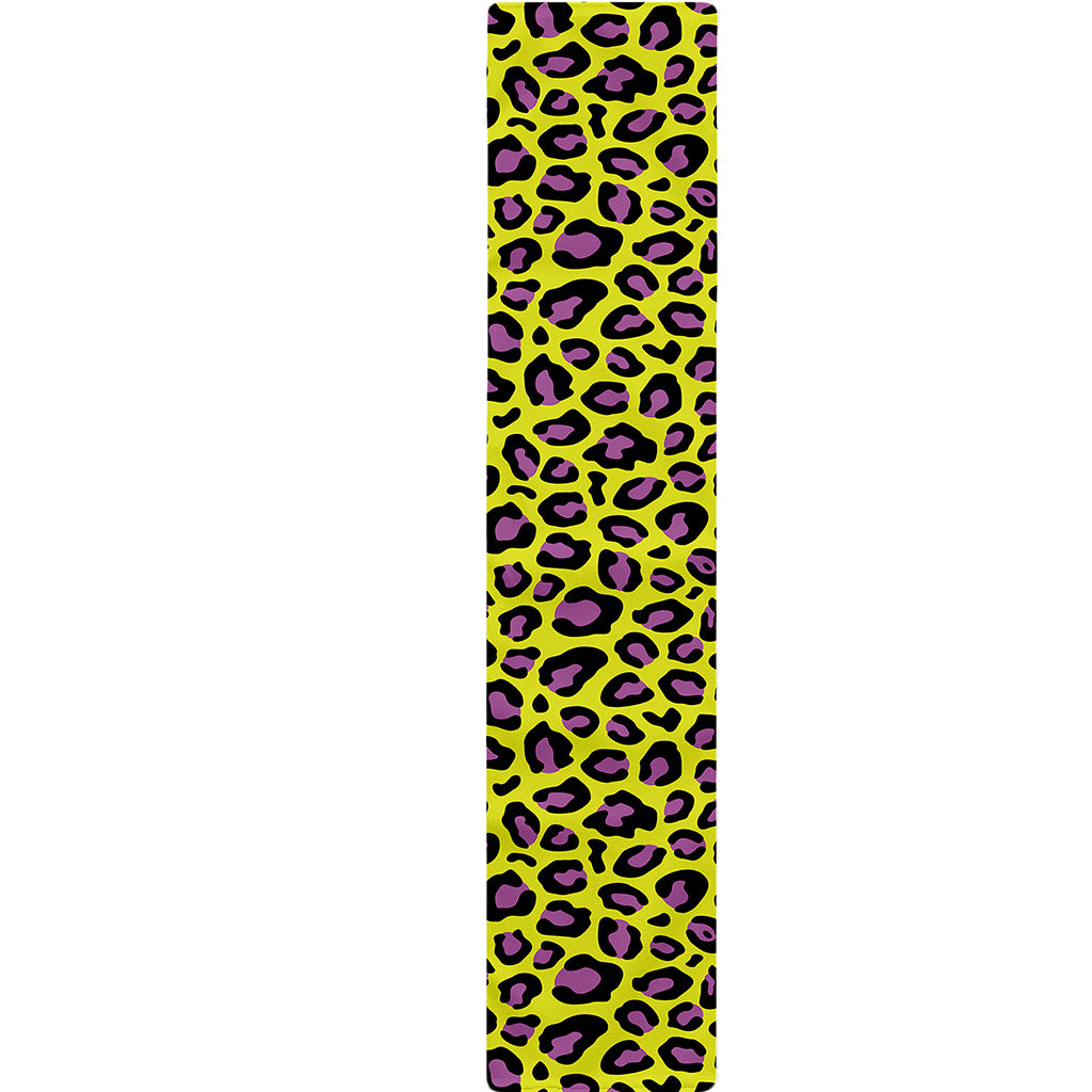 Yellow And Purple Leopard Pattern Print Table Runner