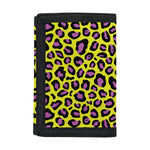 Yellow And Purple Leopard Pattern Print Trifold Wallet