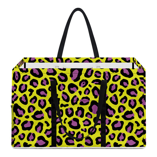Yellow And Purple Leopard Pattern Print Utility Tote Bag