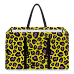 Yellow And Purple Leopard Pattern Print Utility Tote Bag