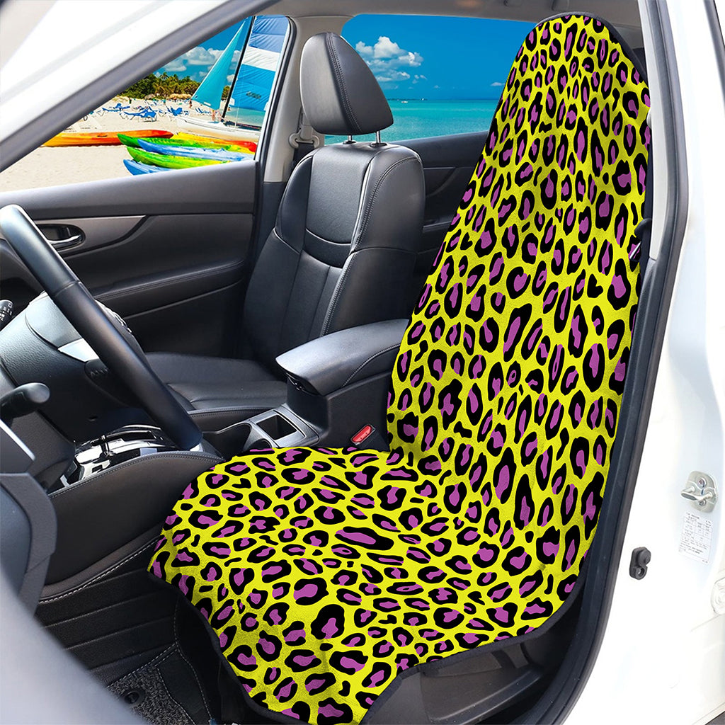 Yellow And Purple Leopard Pattern Print Waterproof Car Seat Cover