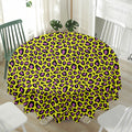 Yellow And Purple Leopard Pattern Print Waterproof Round Tablecloth