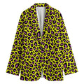 Yellow And Purple Leopard Pattern Print Women's Blazer