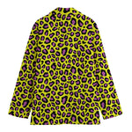 Yellow And Purple Leopard Pattern Print Women's Blazer