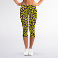 Yellow And Purple Leopard Pattern Print Women's Capri Leggings