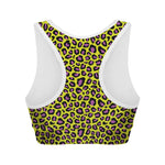 Yellow And Purple Leopard Pattern Print Women's Sports Bra