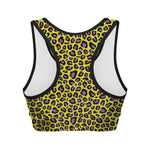 Yellow And Purple Leopard Pattern Print Women's Sports Bra
