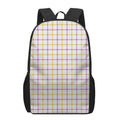 Yellow And Purple Tattersall Print 17 Inch Backpack