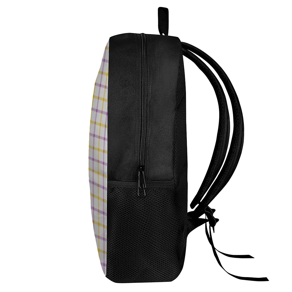 Yellow And Purple Tattersall Print 17 Inch Backpack