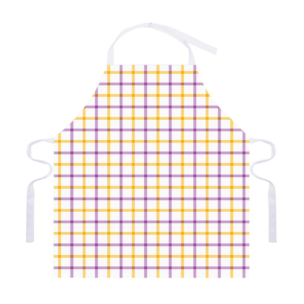 Yellow And Purple Tattersall Print Adjustable Apron