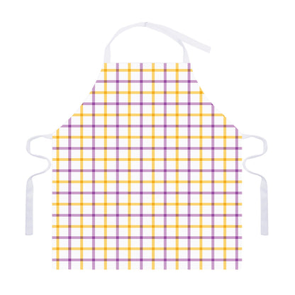 Yellow And Purple Tattersall Print Adjustable Apron