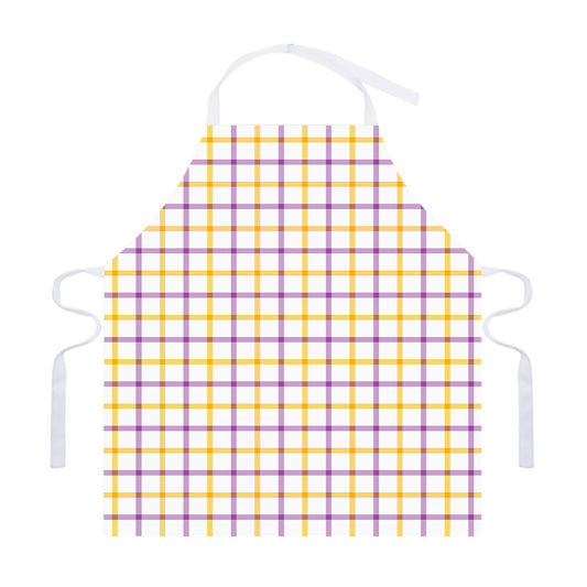 Yellow And Purple Tattersall Print Adjustable Apron