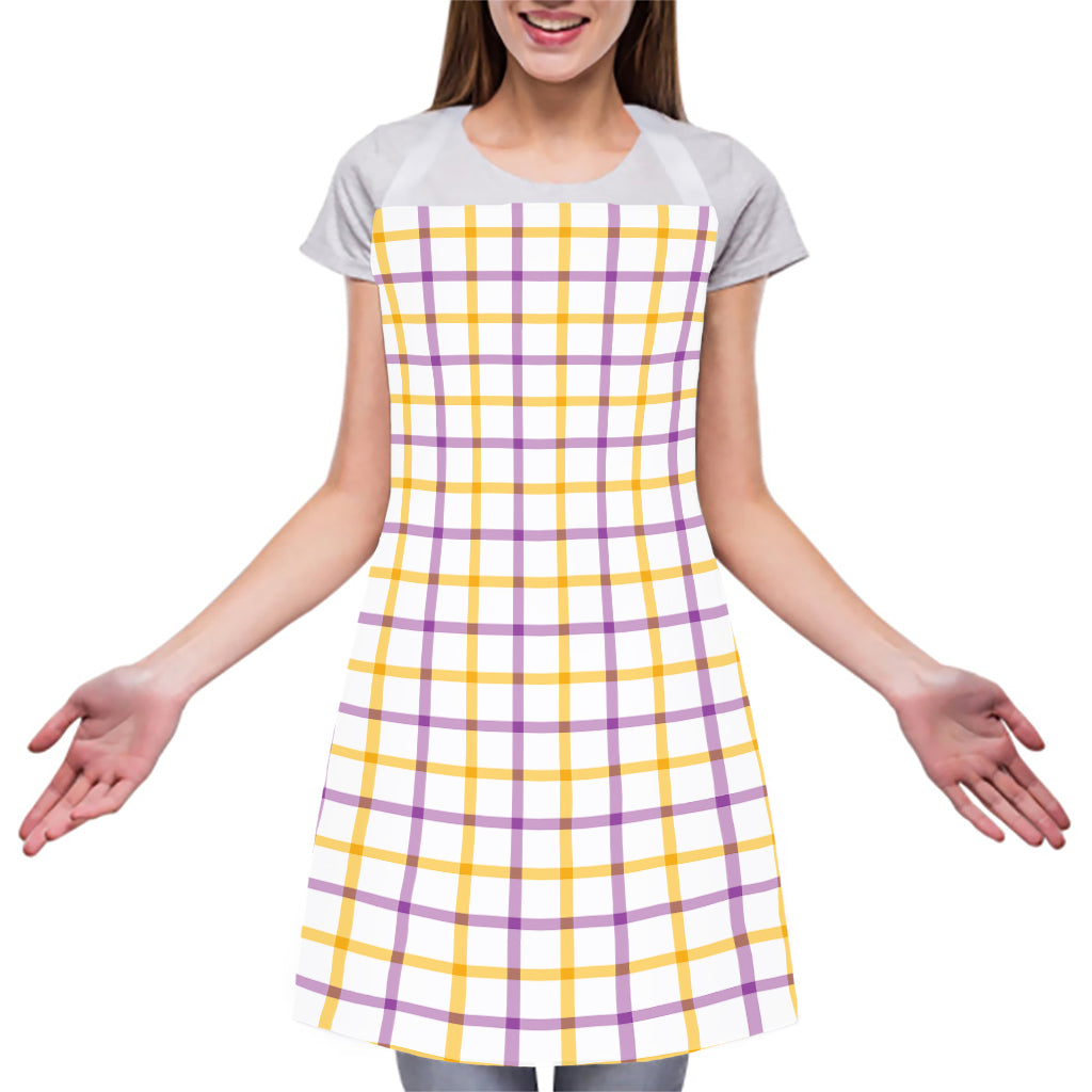 Yellow And Purple Tattersall Print Adjustable Apron