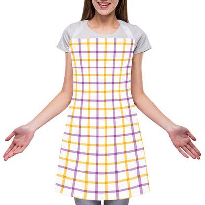 Yellow And Purple Tattersall Print Adjustable Apron