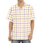 Yellow And Purple Tattersall Print Aloha Shirt