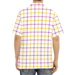 Yellow And Purple Tattersall Print Aloha Shirt