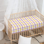 Yellow And Purple Tattersall Print Baby Crib Sheet