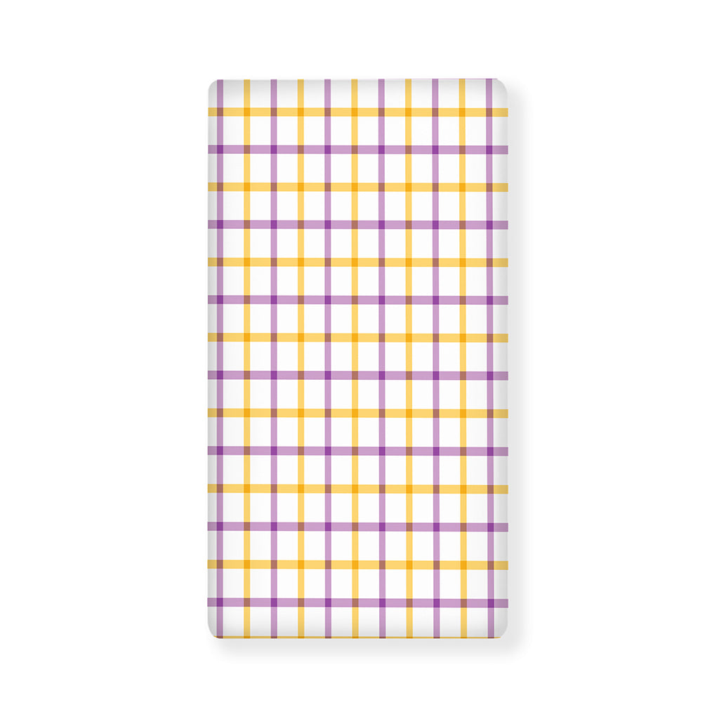 Yellow And Purple Tattersall Print Baby Crib Sheet