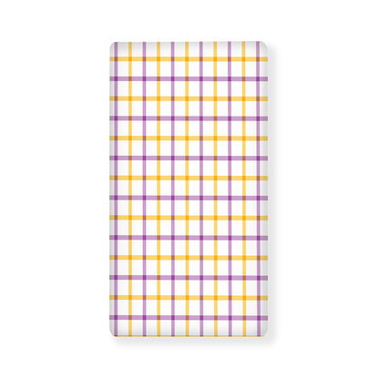 Yellow And Purple Tattersall Print Baby Crib Sheet