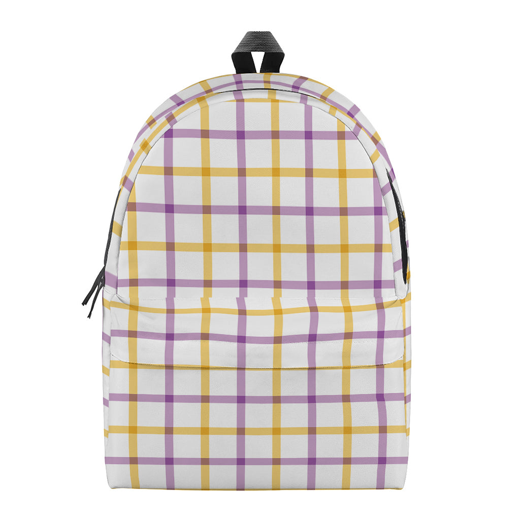 Yellow And Purple Tattersall Print Backpack